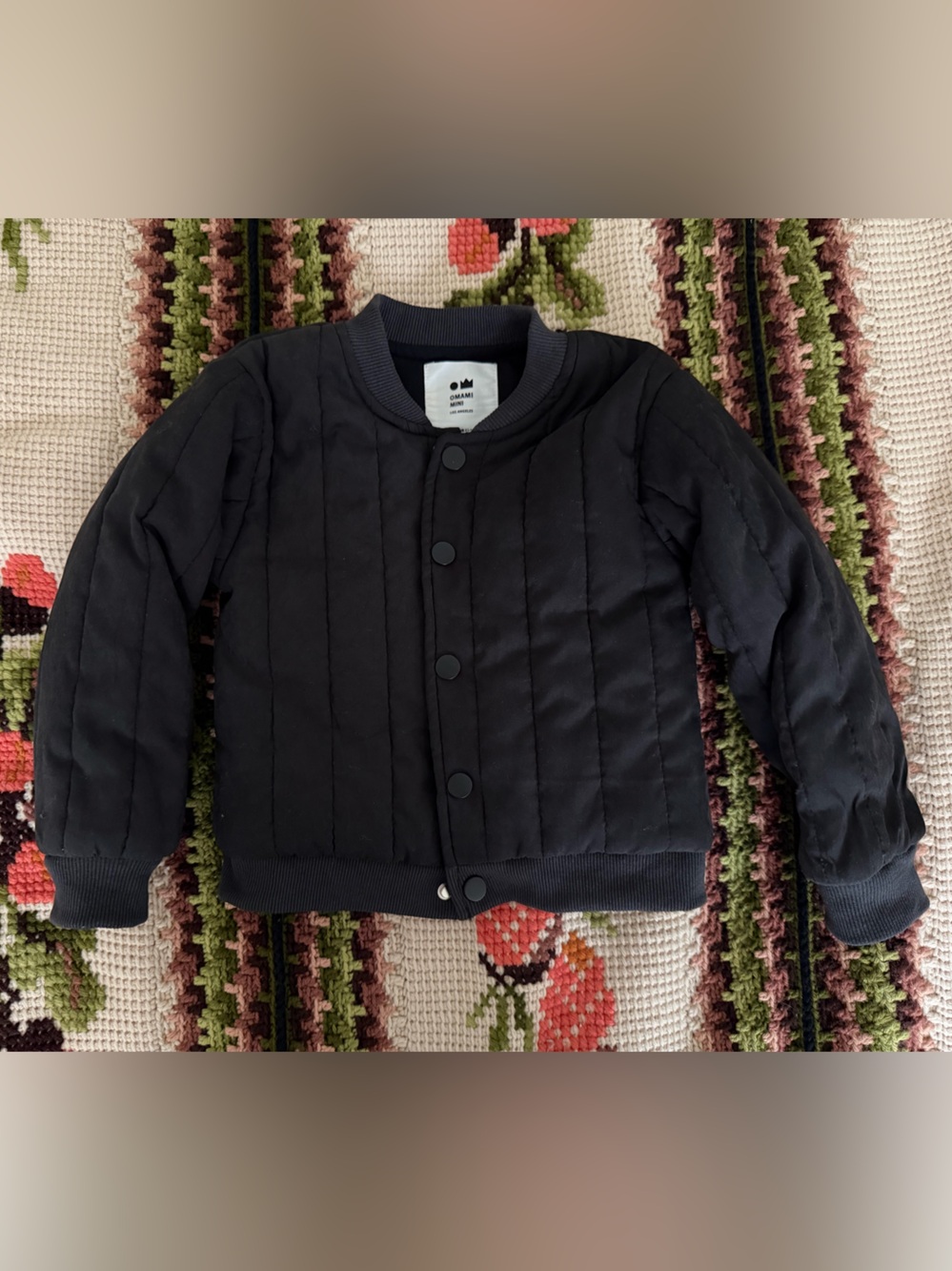 OMAMI MINI  Quilted Black Snap-Front Jacket BOMBER CUTE 2T